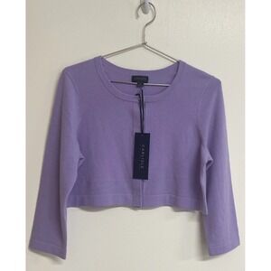 NWT Carlisle Collection 100% Cashmere‎ Adrienne Cropped Cardigan Lavender Size L